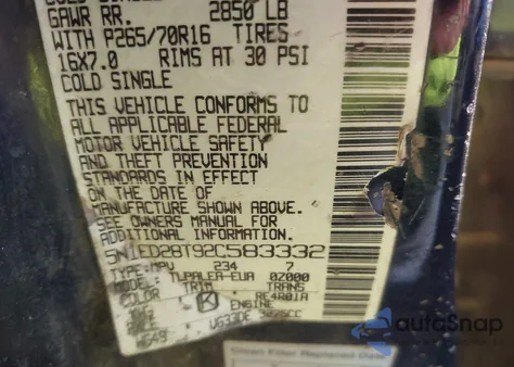 2002 Nissan Xterra Xe z USA, uszkodzony, nr VIN 5N1ED28T92C583332